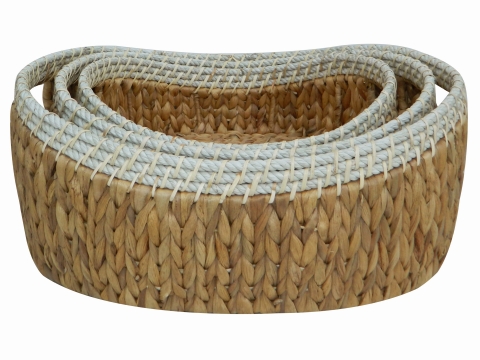 Oval water hyacinth storages with rope rim